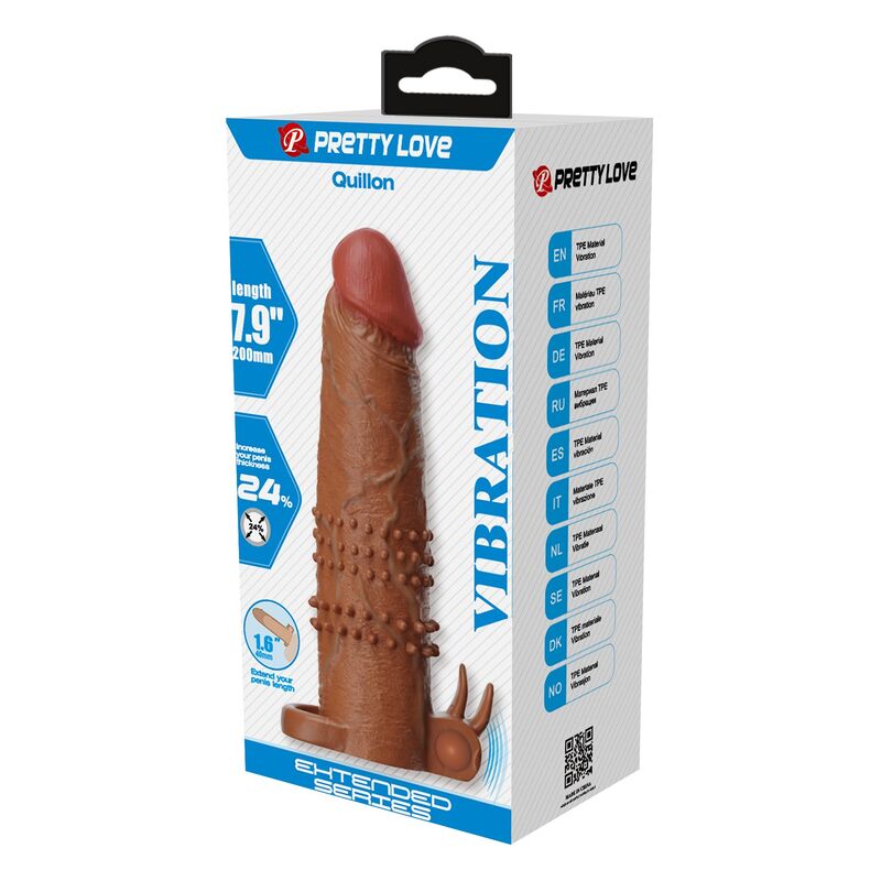 PRETTY LOVE - CAPA VIBRATÓRIA PARA PÊNIS QUILLON 20 CM Ø 4 CM MARROM