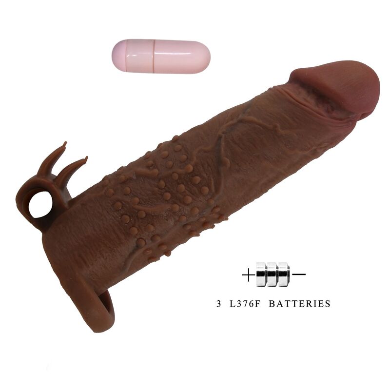 PRETTY LOVE - CAPA VIBRATÓRIA PARA PÊNIS QUILLON 20 CM Ø 4 CM MARROM