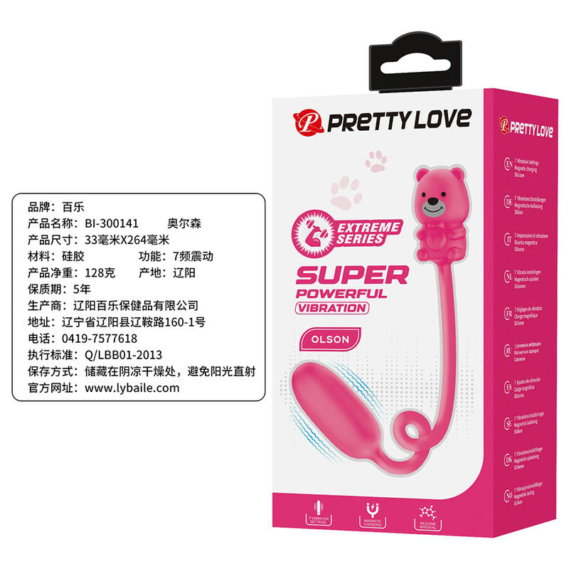 PRETTY LOVE - VIBRADOR BULLET RECARREGÁVEL OLSON COM CONTROLE REMOTO COM FIO ROSA