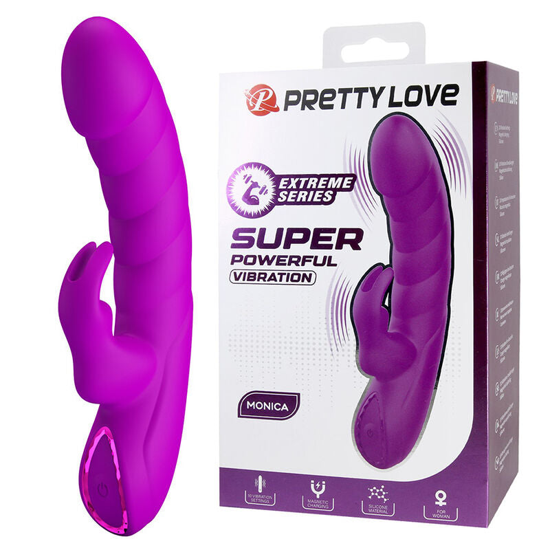 PRETTY LOVE - MONICA VIBRADOR RECARREGÁVEL COM DUPLA ESTIMULAÇÃO PARA PONTO G E CLITÓRIS ROXO