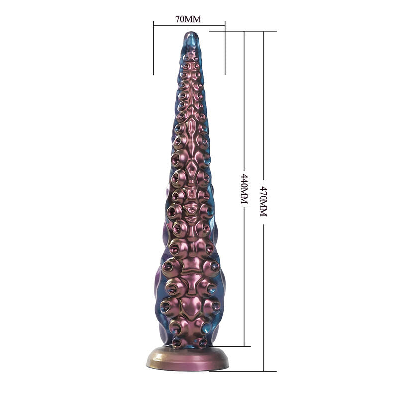POWER MONSTERS - DILDO DE SILICONE FANTASIA TRICOLOR COM TENTÁCULOS ABISSAIS 46 CM Ø 7 CM