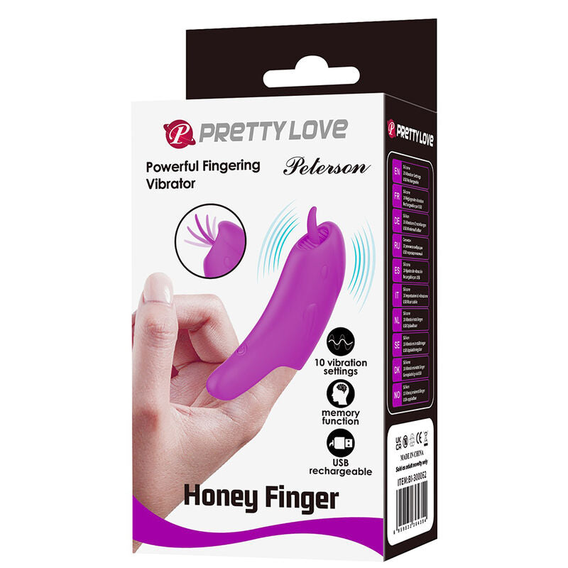 PRETTY LOVE - VIBRADOR DE DEDO RECARREGÁVEL PETERSON HONEY FINGER ROXO