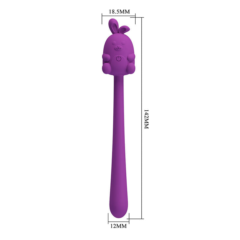 PRETTY LOVE - BASTÃO VIBRADOR FLEXÍVEL COM COELHINHO FOFO, RECARREGÁVEL VIA USB, ROXO