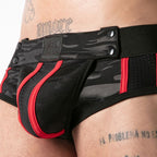 LOCKER GEAR - CUECA JOCK STOCK COM ACESSO MILITAR COMPLETO VERMELHA TAMANHO XL