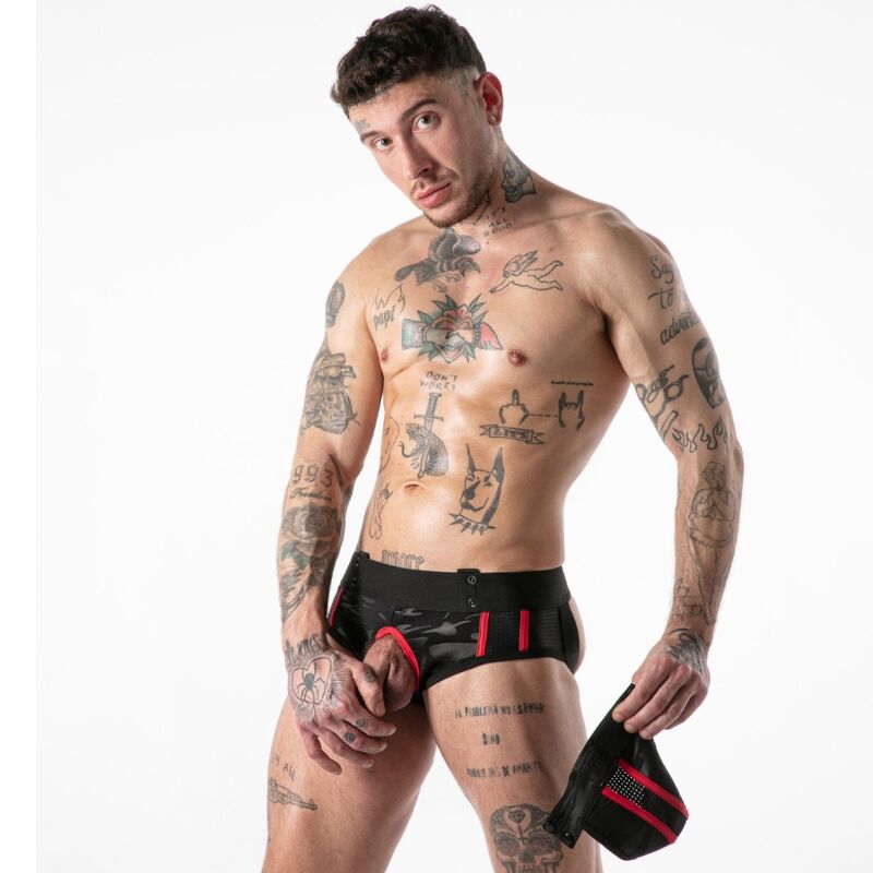 LOCKER GEAR - CUECA JOCK STOCK COM ACESSO MILITAR COMPLETO VERMELHA TAMANHO XL