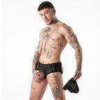 LOCKER GEAR - CUECA JOCK SURF COM ACESSO MILITAR COMPLETO, PRETA, TAMANHO L