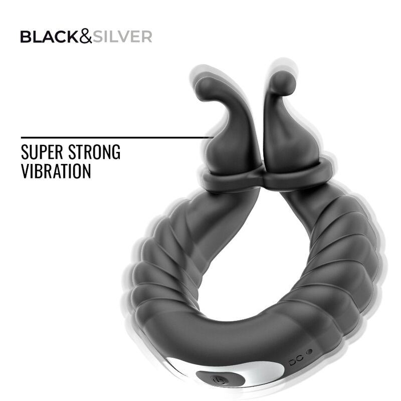 BLACK &amp; SILVER - ANEL VIBRATÓRIO RECARREGÁVEL PARA CASAIS NEO BLACK &amp; SILVER