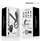 BLACK &amp; SILVER - ANEL VIBRATÓRIO RECARREGÁVEL RIPLEY PRETO E PRATEADO COM CONTROLE REMOTO