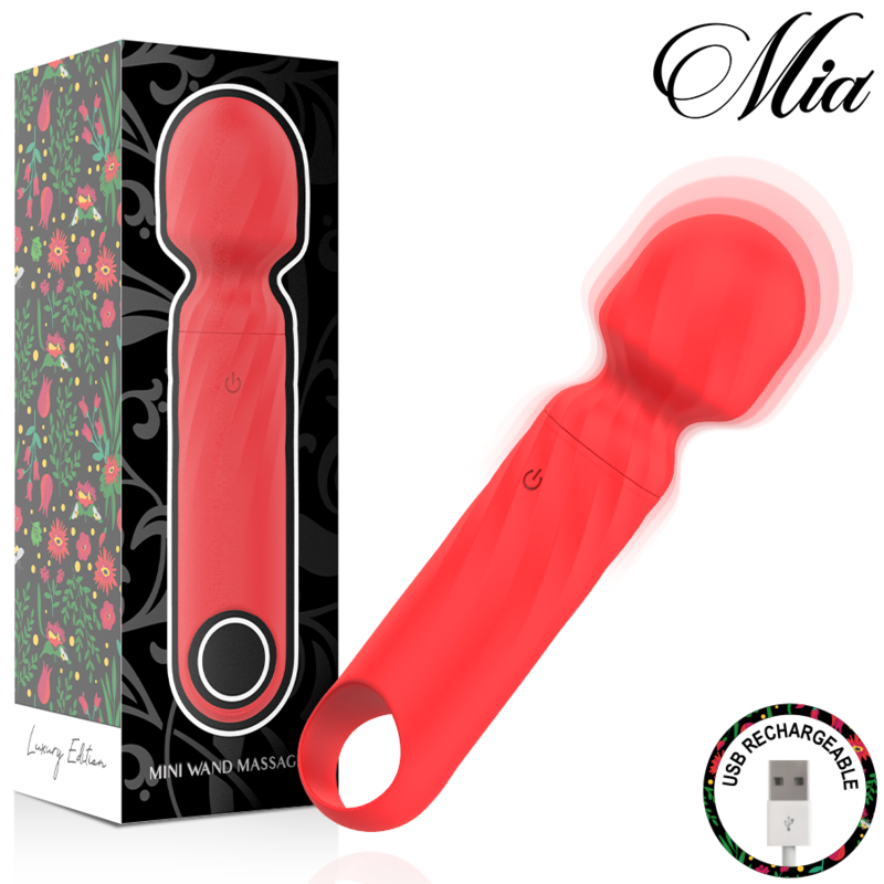 MIA - LUCY ELLEN MINI MASSAGEADOR DE VARINHA RECARREGÁVEL USB VERMELHO