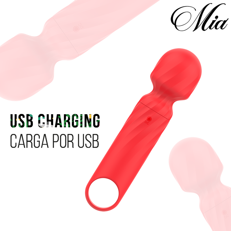 MIA - LUCY ELLEN MINI MASSAGEADOR DE VARINHA RECARREGÁVEL USB VERMELHO