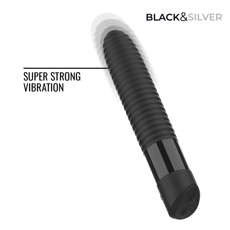 BLACK &amp; SILVER - VIBRADOR JOSEPH RECARREGÁVEL VIA USB COM DISPLAY DE LED PRETO