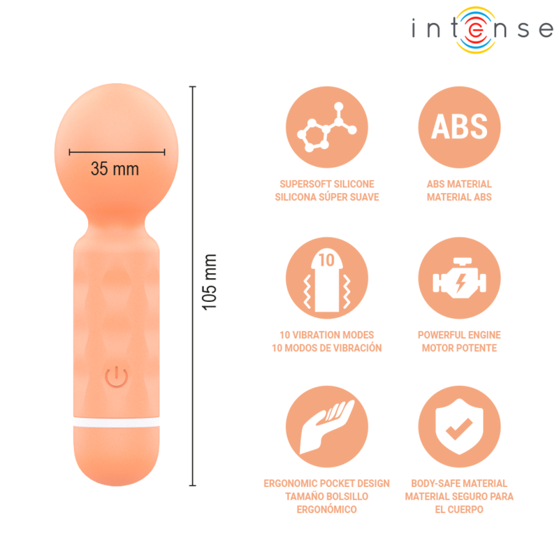 INTENSE - JARED MINI WAND MASSAGER RECARREGÁVEL USB LARANJA