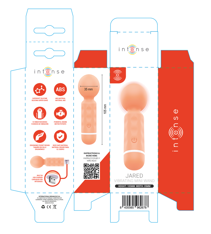 INTENSE - JARED MINI WAND MASSAGER RECARREGÁVEL USB LARANJA