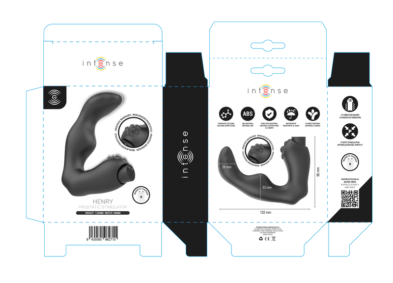 INTENSE - HENRY MASSAGEADOR DE PRÓSTATA RECARREGÁVEL USB PRETO