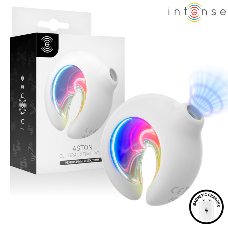 INTENSE - ASTON ESTIMULADOR CLITORIANO DE SUCÇÃO RECARREGÁVEL USB COM VIBRAÇÃO BRANCO