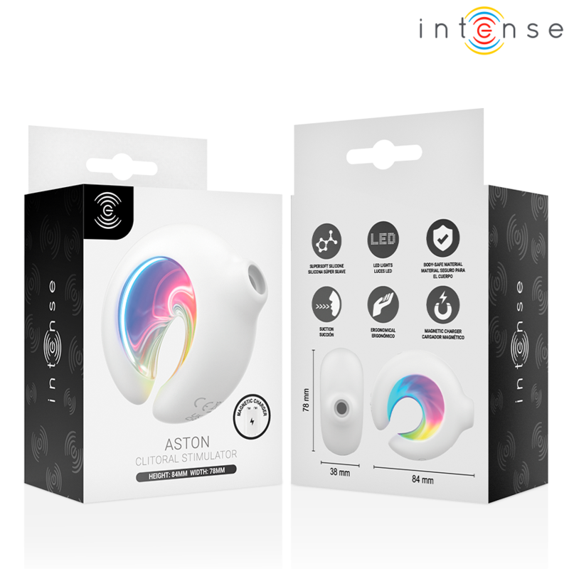 INTENSE - ASTON ESTIMULADOR CLITORIANO DE SUCÇÃO RECARREGÁVEL USB COM VIBRAÇÃO BRANCO