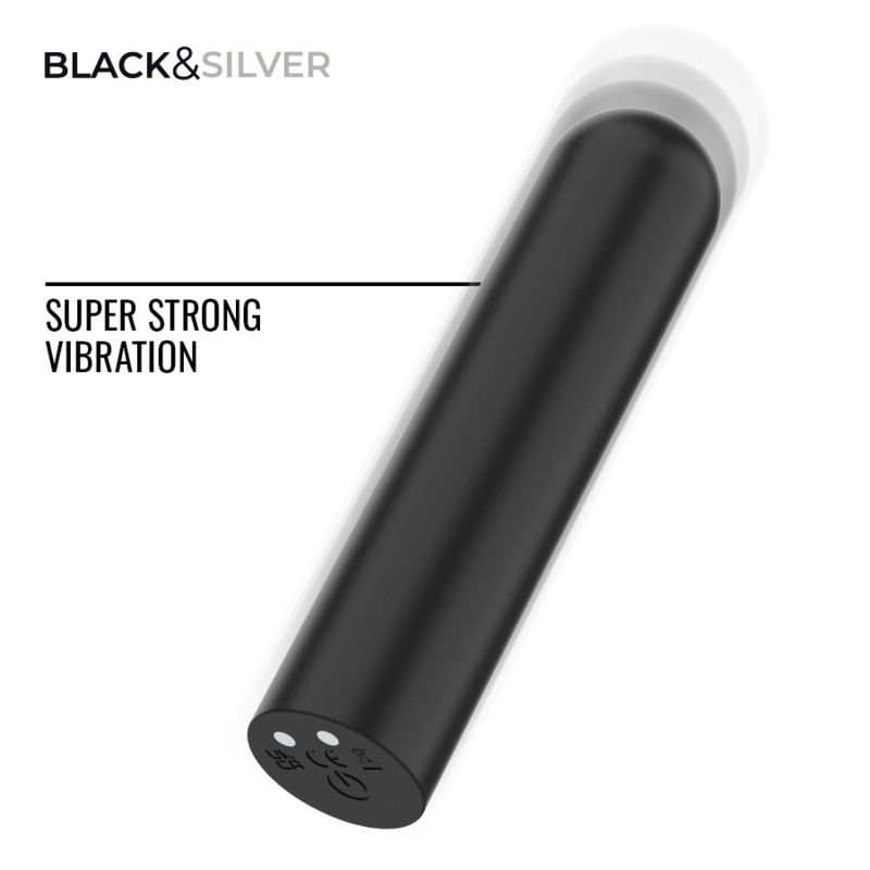 BLACK &amp; SILVER - JACOB VIBRATÓRIO BULLET RECARREGÁVEL POR USB PRETO