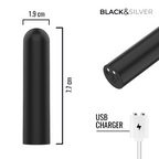 BLACK &amp; SILVER - JACOB VIBRATÓRIO BULLET RECARREGÁVEL POR USB PRETO