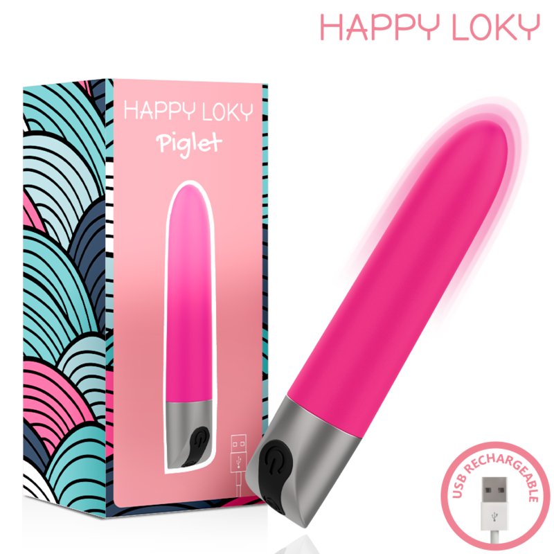 HAPPY LOKY - VIBRADOR MINI RECARREGÁVEL USB PORQUINHO ROSA