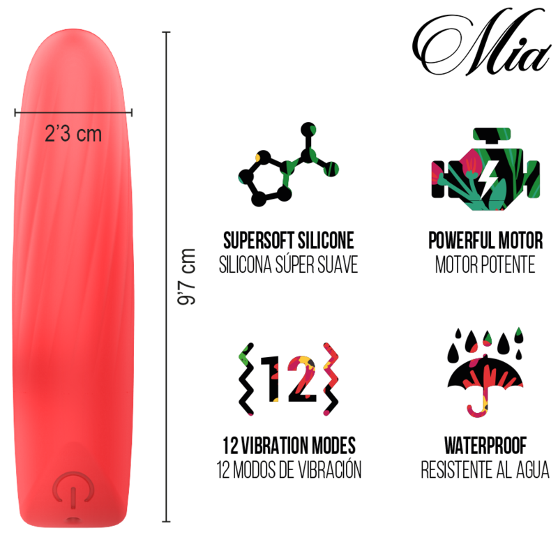 MIA - LUCY ELLEN MINI VIBRADOR RECARREGÁVEL USB VERMELHO