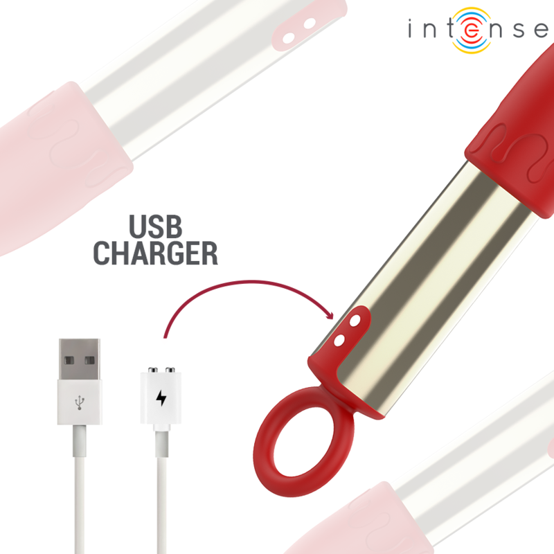 INTENSE - PINCEL DE MAQUIAGEM VIBRATÓRIO RECARREGÁVEL USB TOM, VERMELHO