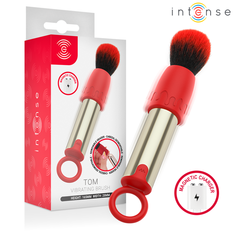 INTENSE - PINCEL DE MAQUIAGEM VIBRATÓRIO RECARREGÁVEL USB TOM, VERMELHO