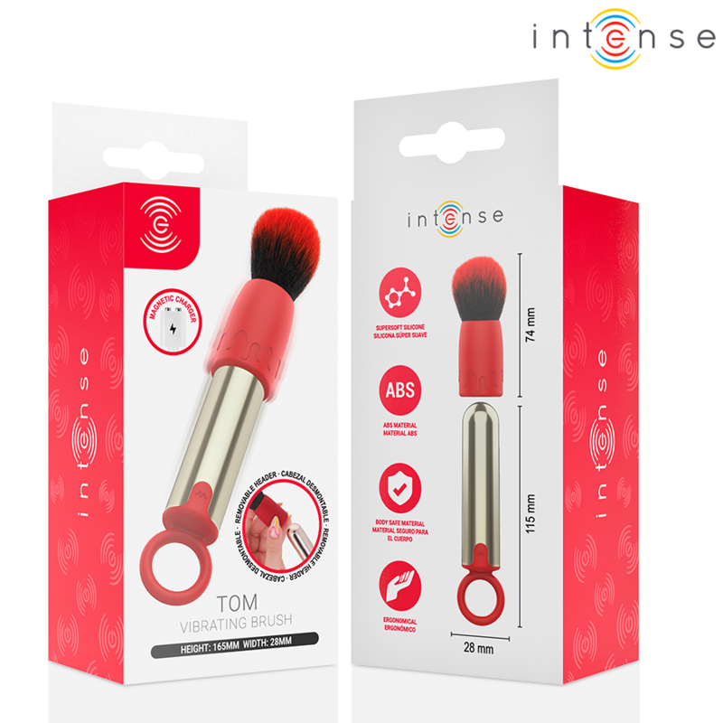 INTENSE - PINCEL DE MAQUIAGEM VIBRATÓRIO RECARREGÁVEL USB TOM, VERMELHO
