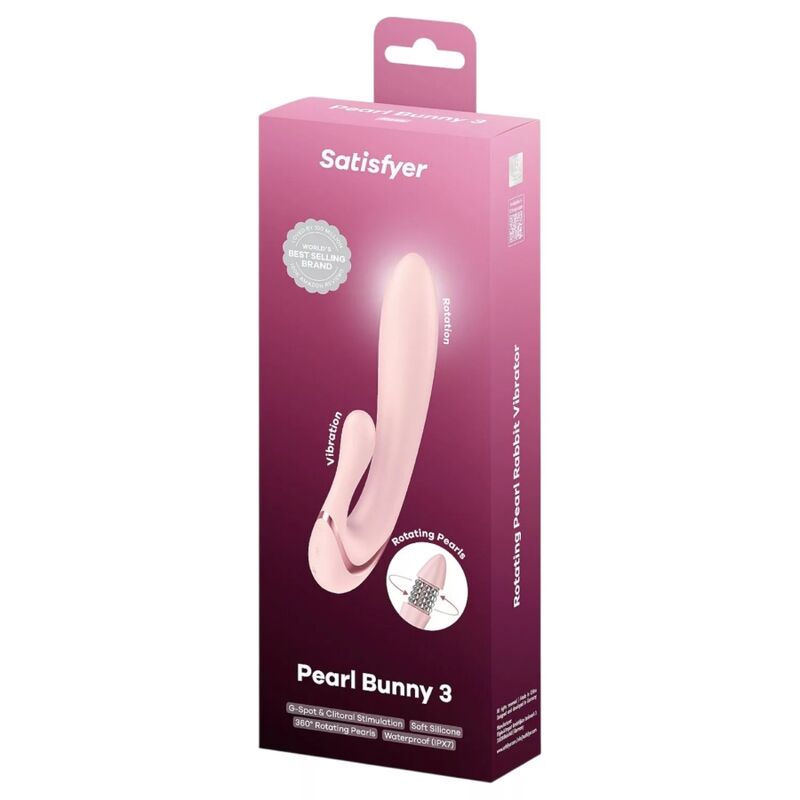SATISFYER - PEARL BUNNY 3 VIBRADOR COELHO COM PÉROLAS GIRATÓRIAS ROSA CLARO