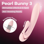 SATISFYER - PEARL BUNNY 3 VIBRADOR COELHO COM PÉROLAS GIRATÓRIAS ROSA CLARO