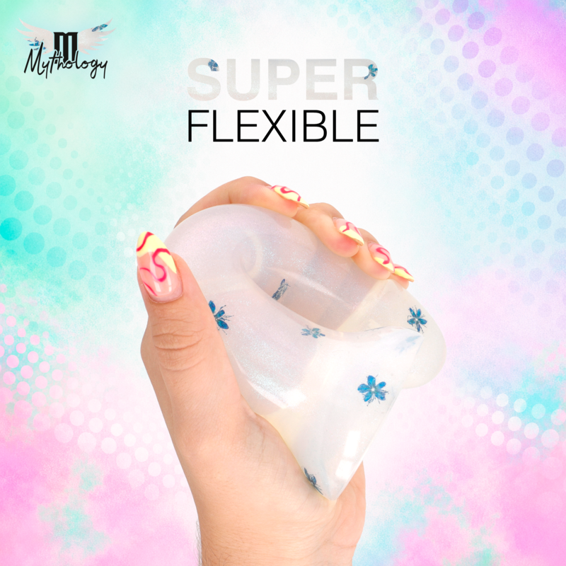 MYTHOLOGY - LYRA 4 DILDO DE SILICONE 17 CM Ø 3,6 CM FLORES TRANSPARENTES