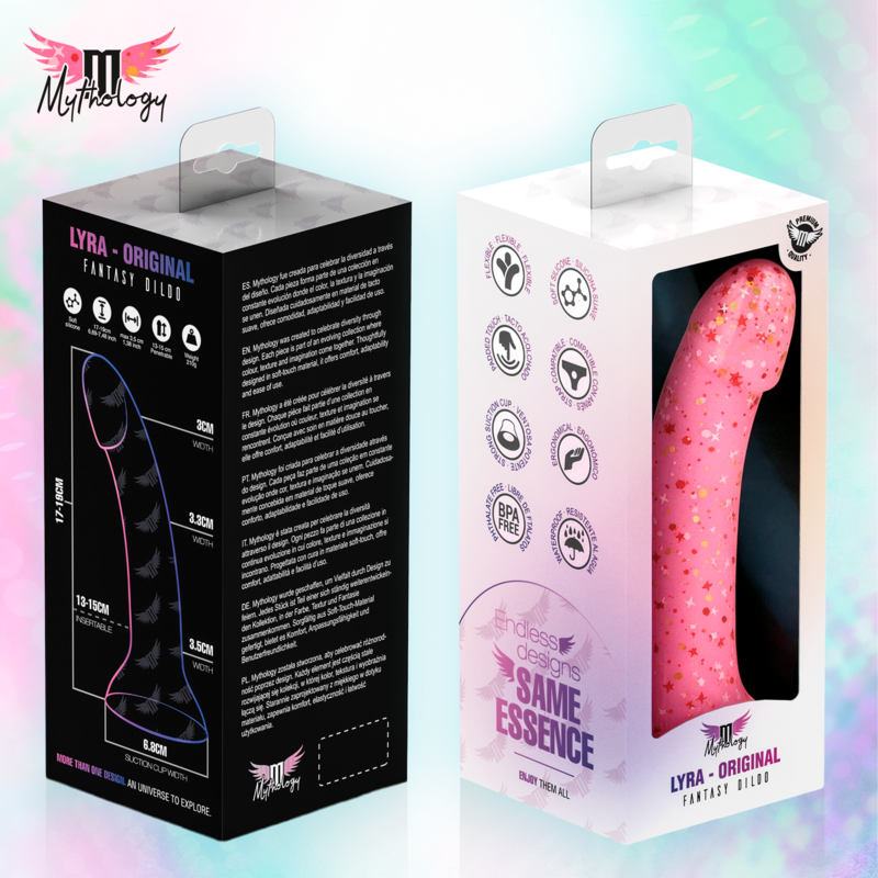 MYTHOLOGY - LYRA 6 DILDO DE SILICONE 17 CM Ø 3,6 CM ROSA COM PINTURA VERMELHA