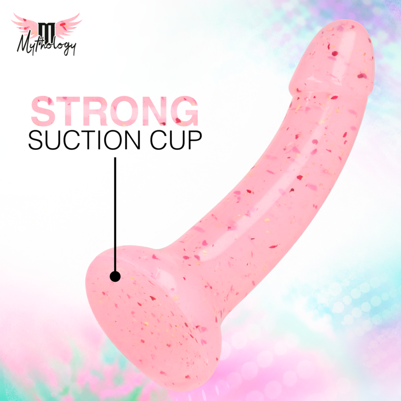 MYTHOLOGY - LYRA 9 DILDO DE SILICONE 17 CM Ø 3,6 CM TRANSPARENTE ROSA VERMELHO COM PINTAS