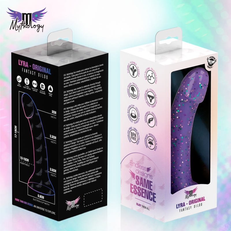 MYTHOLOGY - LYRA 10 DILDO DE SILICONE 17 CM Ø 3,6 CM ROXO COM PINTAS