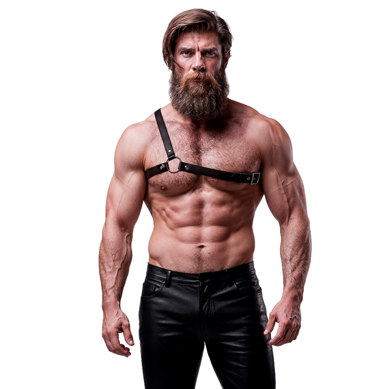 FETISH SUBMISSIVE - ATTITUDE MENS CROSSED SHOULDER ECO LEATHER ARNESS