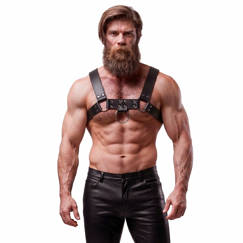 FETISH SUBMISSIVE ATTITUDE - ARNÊS DE PEITO DE COURO ECOLÓGICO MASCULINO