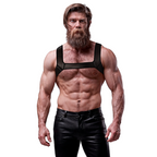 FETISH SUBMISSIVE ATTITUDE - ARNÊS DE PEITO DE NEOPRENE PARA HOMENS TAMANHO L