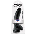 KING COCK - DILDO PRETO COM BOLAS 22.9 CM