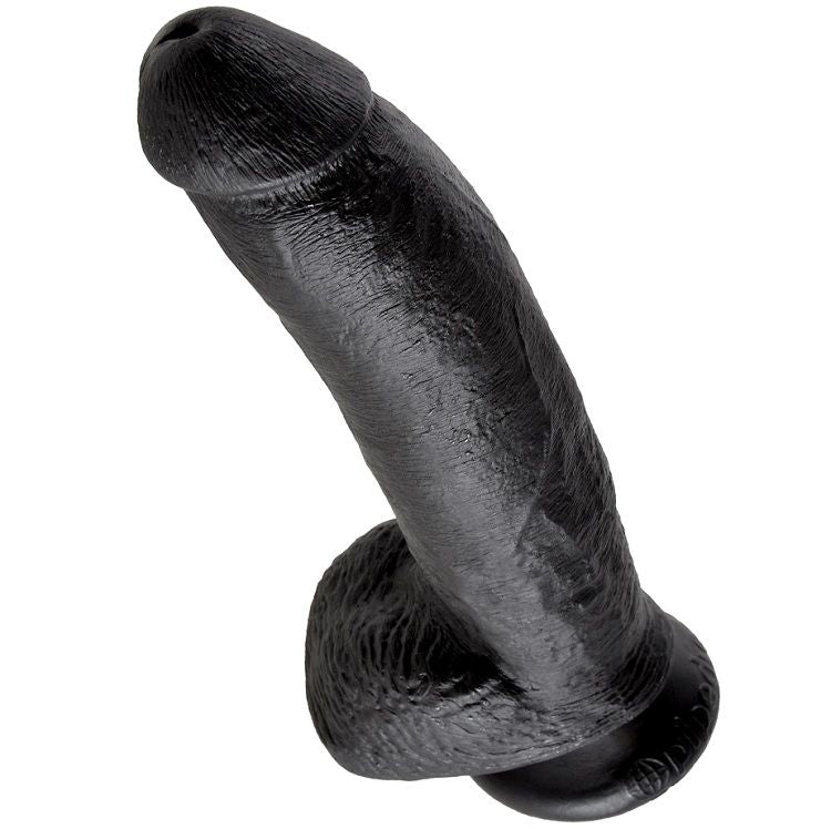 KING COCK - DILDO PRETO COM BOLAS 22.9 CM