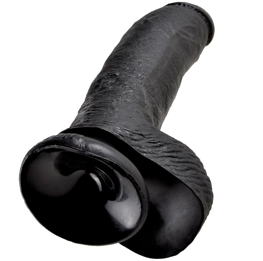 KING COCK - DILDO PRETO COM BOLAS 22.9 CM