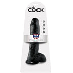 KING COCK - DILDO PRETO COM BOLAS 25.4 CM