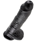 KING COCK - DILDO PRETO COM BOLAS 25.4 CM