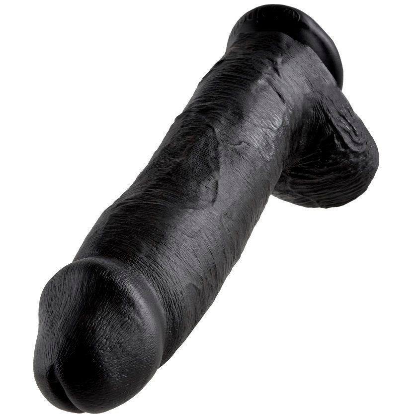 KING COCK - DILDO PRETO COM BOLAS 30.48 CM
