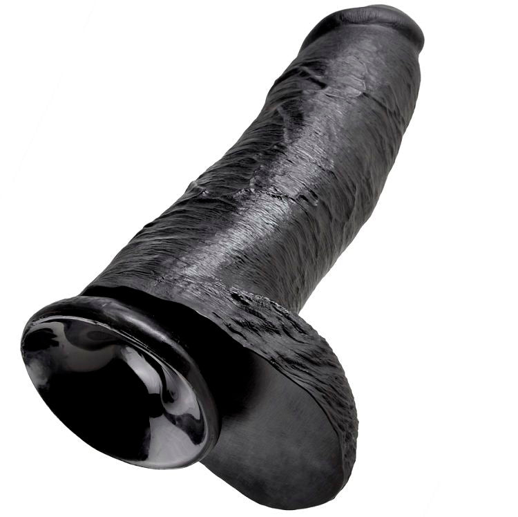 KING COCK - DILDO PRETO COM BOLAS 30.48 CM
